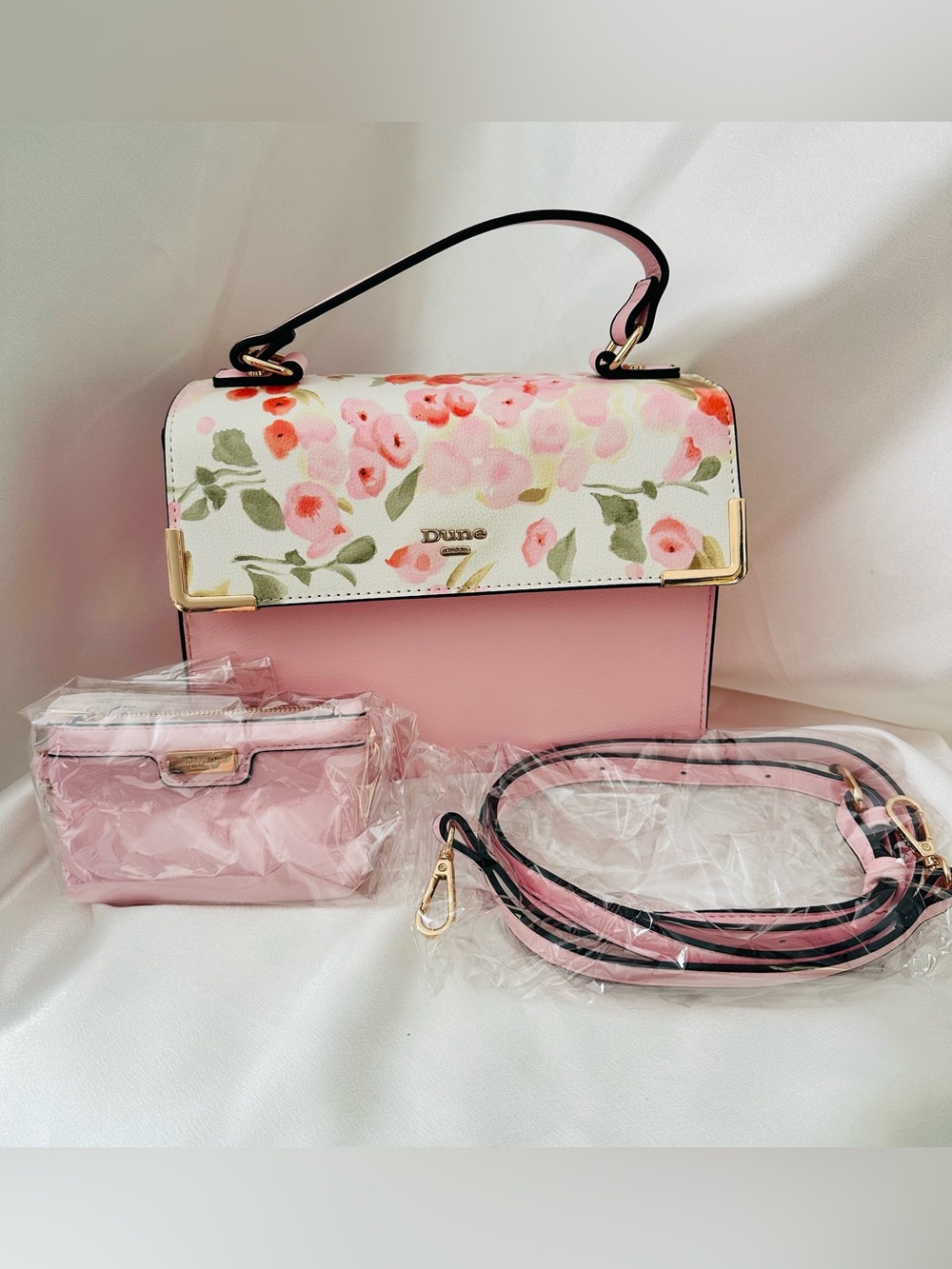 Dune London Floral Top Handle Crossbody Handbag w/ Matching Wallet - Picture 2 of 13